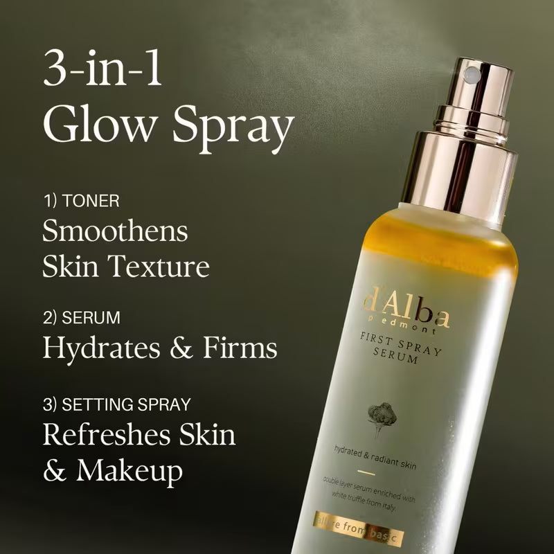 d'Alba White Truffle First Spray Serum | Hydrating Glow Mist for Radiant Skin