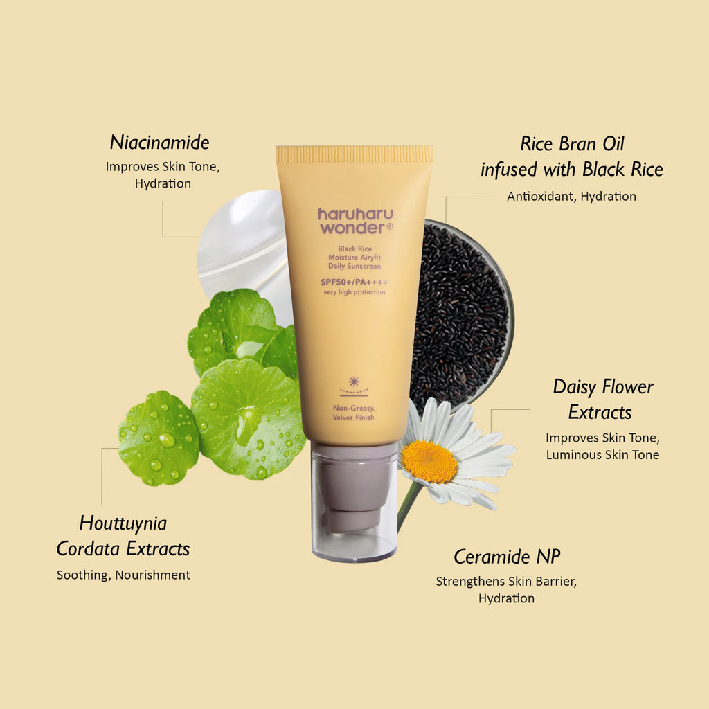 HaruHaru Wonder Black Rice Moisturizing Sunscreen SPF50+ | Lightweight Korean SPF for Daily Use