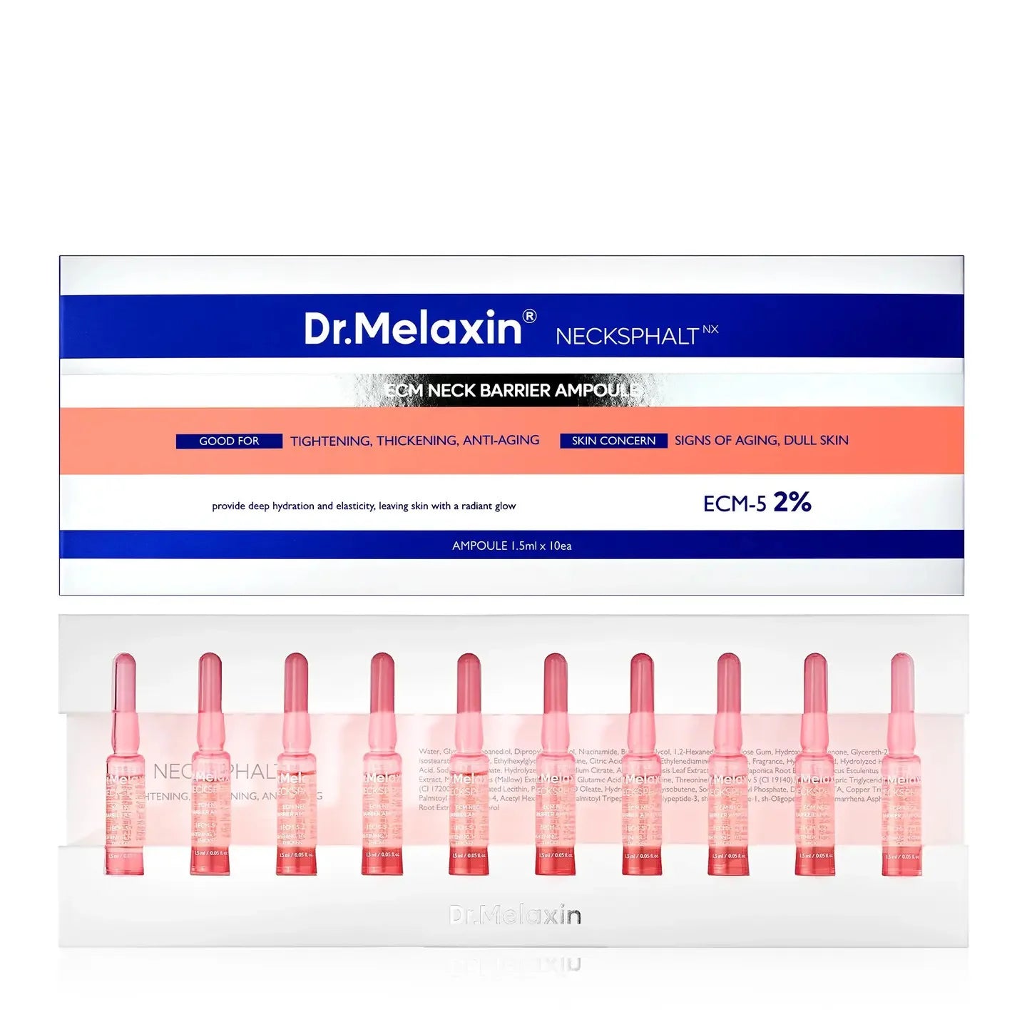 Dr. Melaxin Neckphalt ECM Neck Barrier Ampoule | Firming Neck Serum for Wrinkles & Elasticity