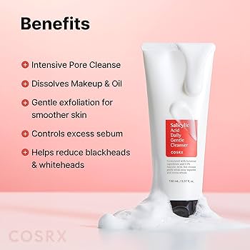 COSRX Salicylic Acid Daily Gentle Cleanser | Acne-Fighting Face Wash for Oily Skin