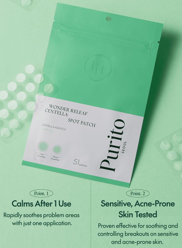Purito Wonder Releaf Centella Spot Patch – Acne Healing Hydrocolloid Patch
