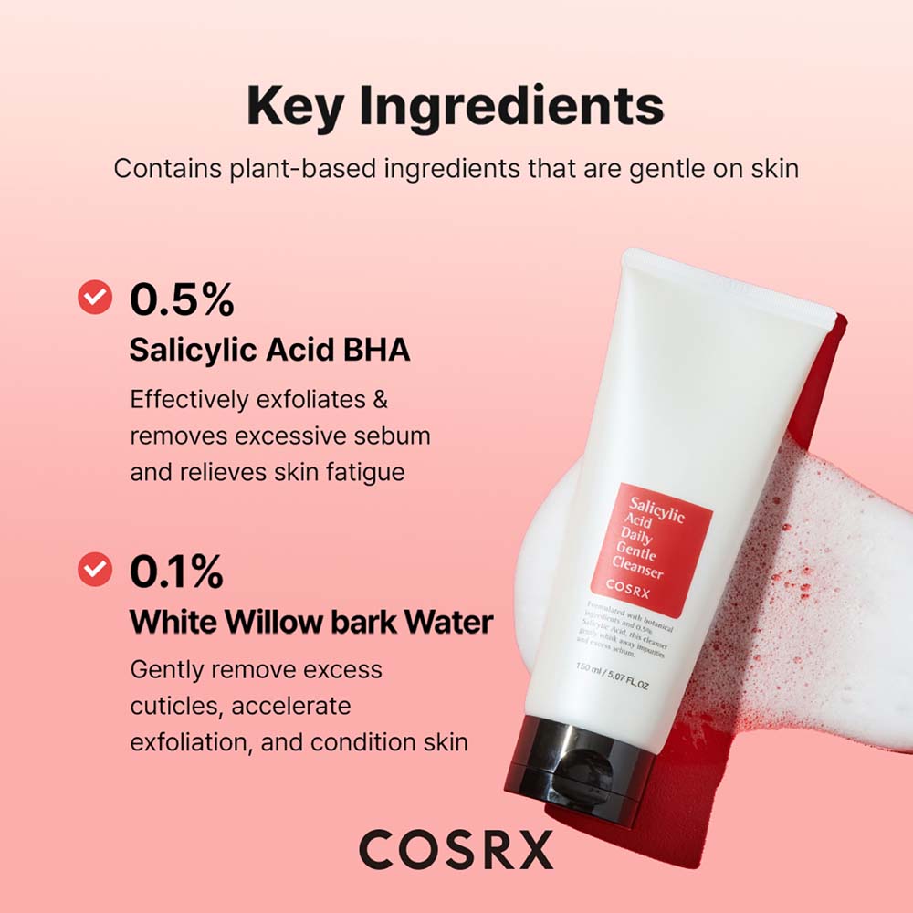 COSRX Salicylic Acid Daily Gentle Cleanser | Acne-Fighting Face Wash for Oily Skin